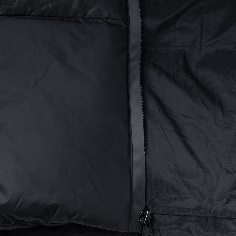 Details for COACH FW22 Jaket Hitam Unisex Logo Patch Hooded Down Warna Blok CI011-BLC