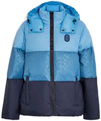 COACH FW22 Colorblock Print Hooded Puffer Jacket Men’s Mixed Blue CB661-BLMC Order COACH FW22 Colorblock Print Hooded Puffer Jacket Men’s Mixed Blue CB661-BLMC