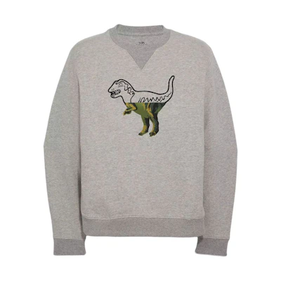 COACH FW22 Dinosaur Graphic Crewneck Sweatshirt Gray Mens 3849L-MGO