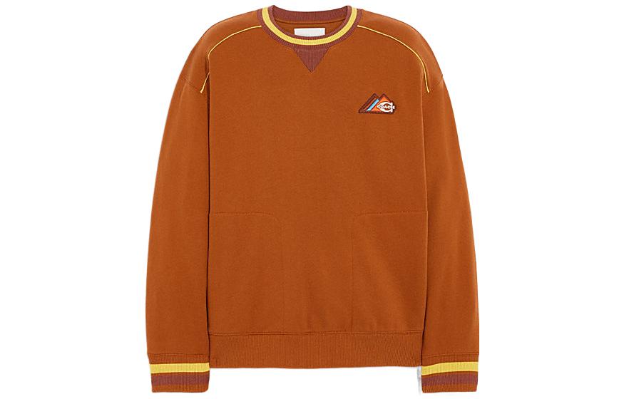 COACH FW22 Forever Caramel Logo Crewneck Sweatshirt for Men. CD209-CAR