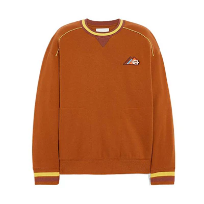 COACH FW22 Forever Caramel Logo Crewneck Sweatshirt for Men. CD209-CAR