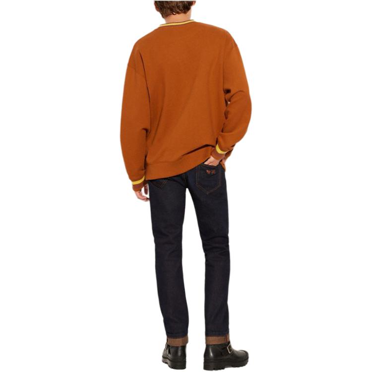 Shop COACH FW22 Forever Caramel Logo Crewneck Sweatshirt for Men. CD209-CAR