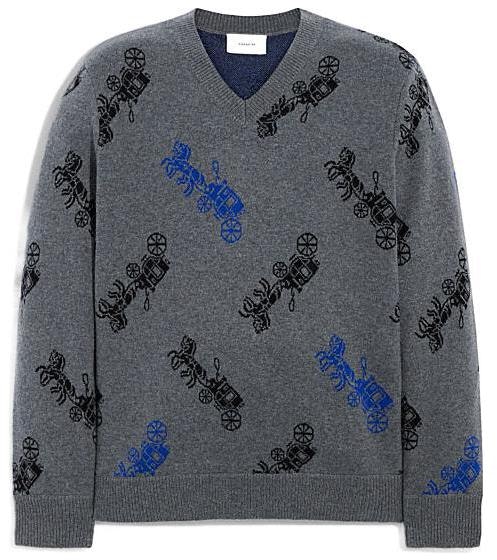 coach-fw-22-grey-v-neck-patterned-knit-sweater-for-men-ce-280-grm