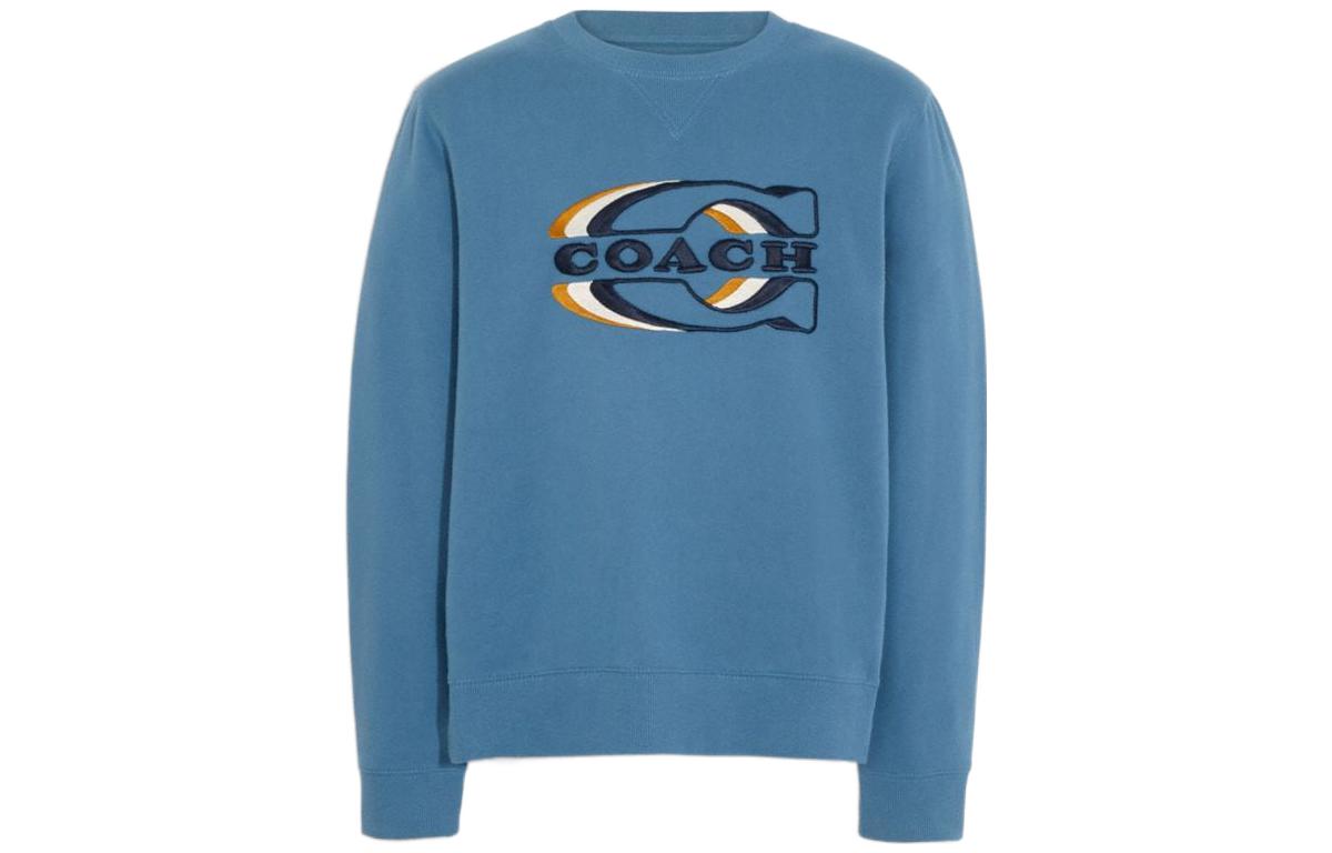 Coach FW22 Logo Print Crewneck Pullover Sweatshirt Blue - CE343-BLU