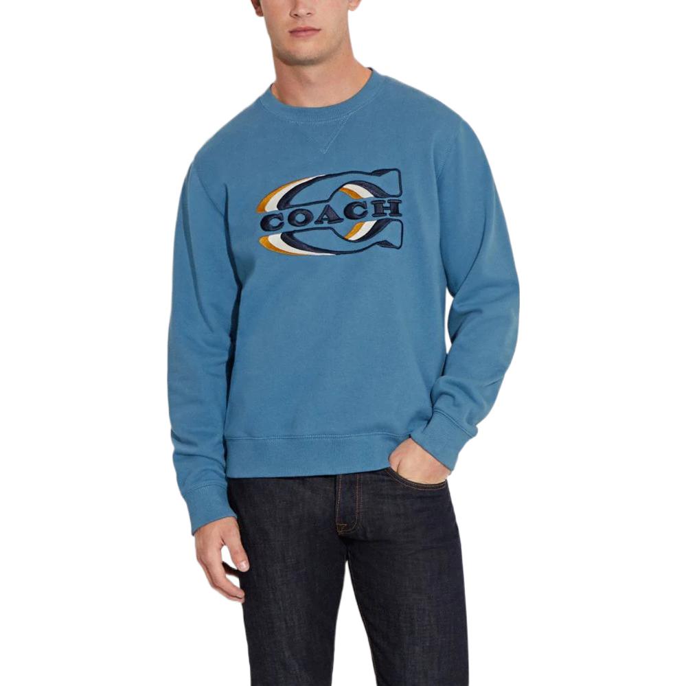 Lookbook Coach FW22 標誌印花圓領長袖運動衫 藍色 CE343-BLU