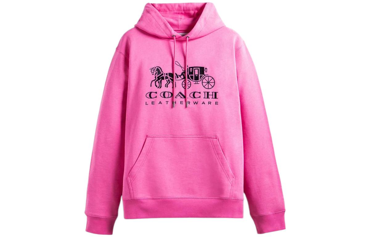 COACH FW22 Logo Print Pink Pullover Hoodie for Men C9113-A2X