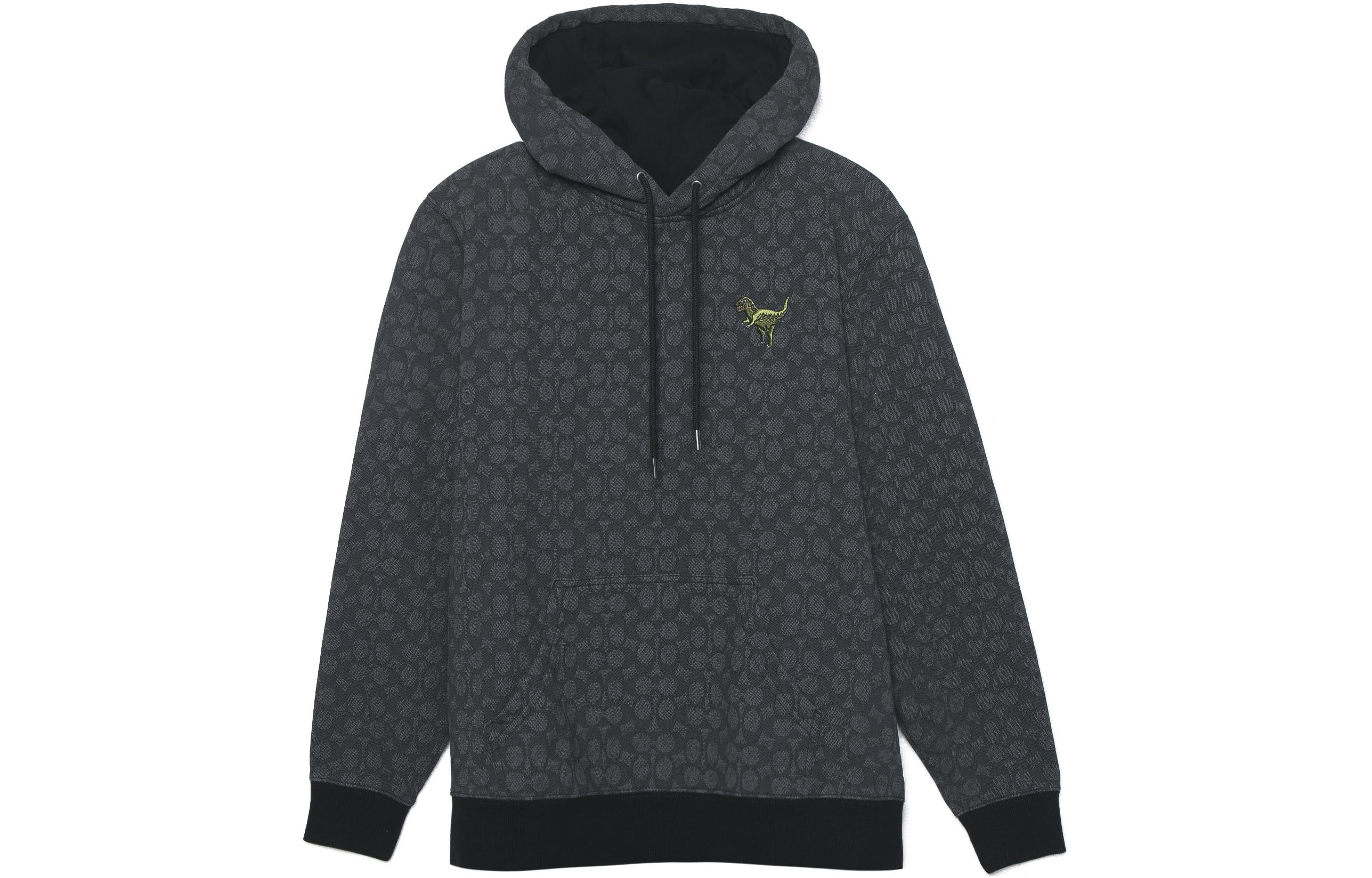 COACH FW22 Logo Print Pullover Hoodie Men’s Grey. CD766-S8N