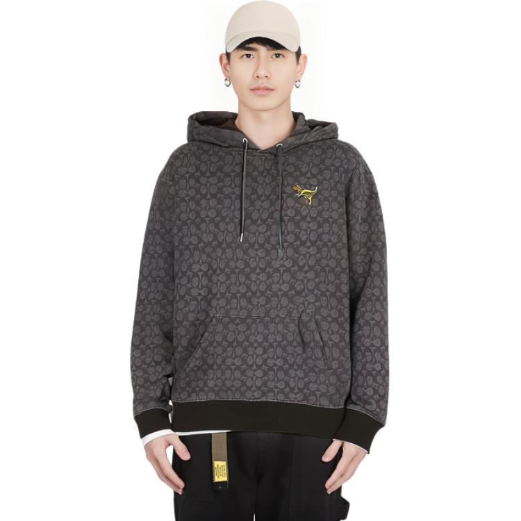 Sizing 蔻驰 FW22 男士灰色Logo印花连帽衫. CD766-S8N