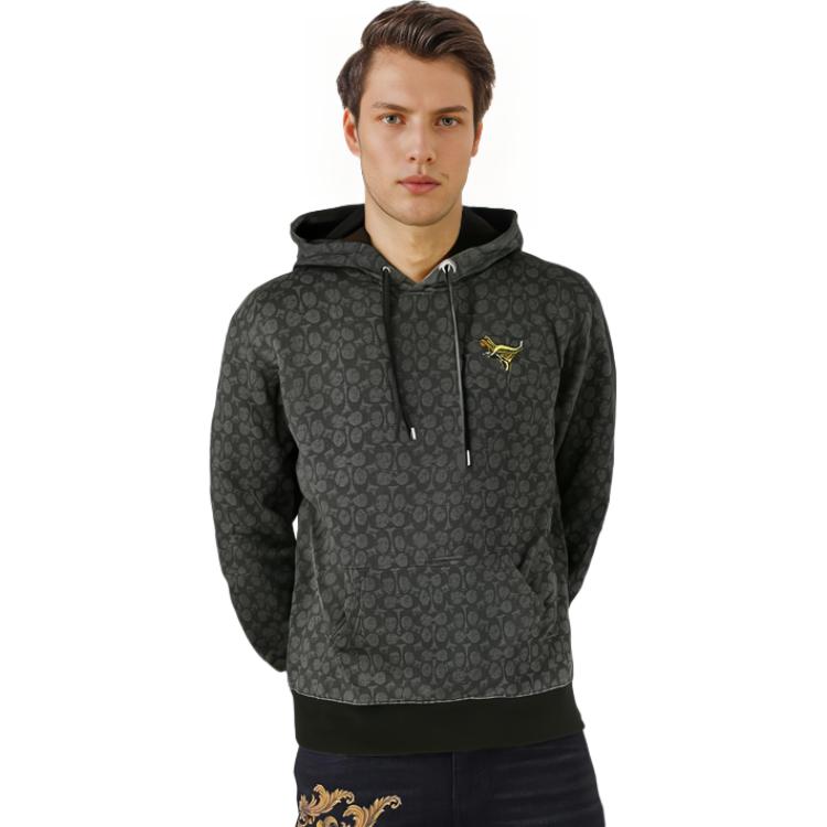 Cheap 蔻驰 FW22 男士灰色Logo印花连帽衫. CD766-S8N