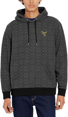 蔻驰 FW22 男士灰色Logo印花连帽衫. CD766-S8N 1