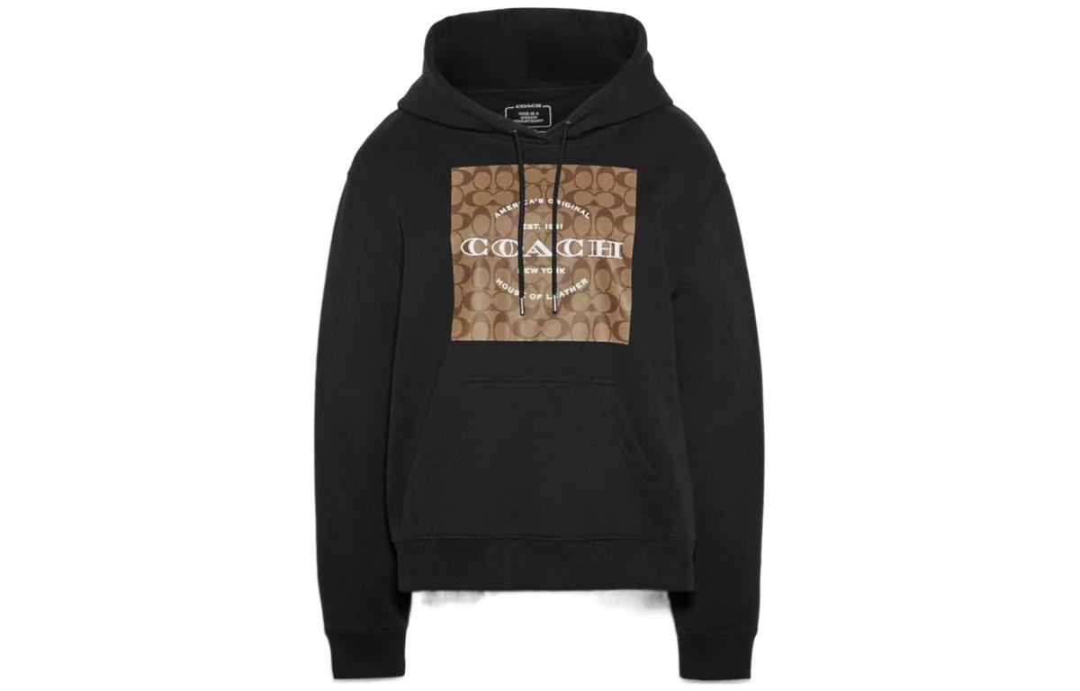 Order コーチ FW22 ロゴプリント プルオーバースウェットシャツ ユニセックス ブラック C8774-BLK