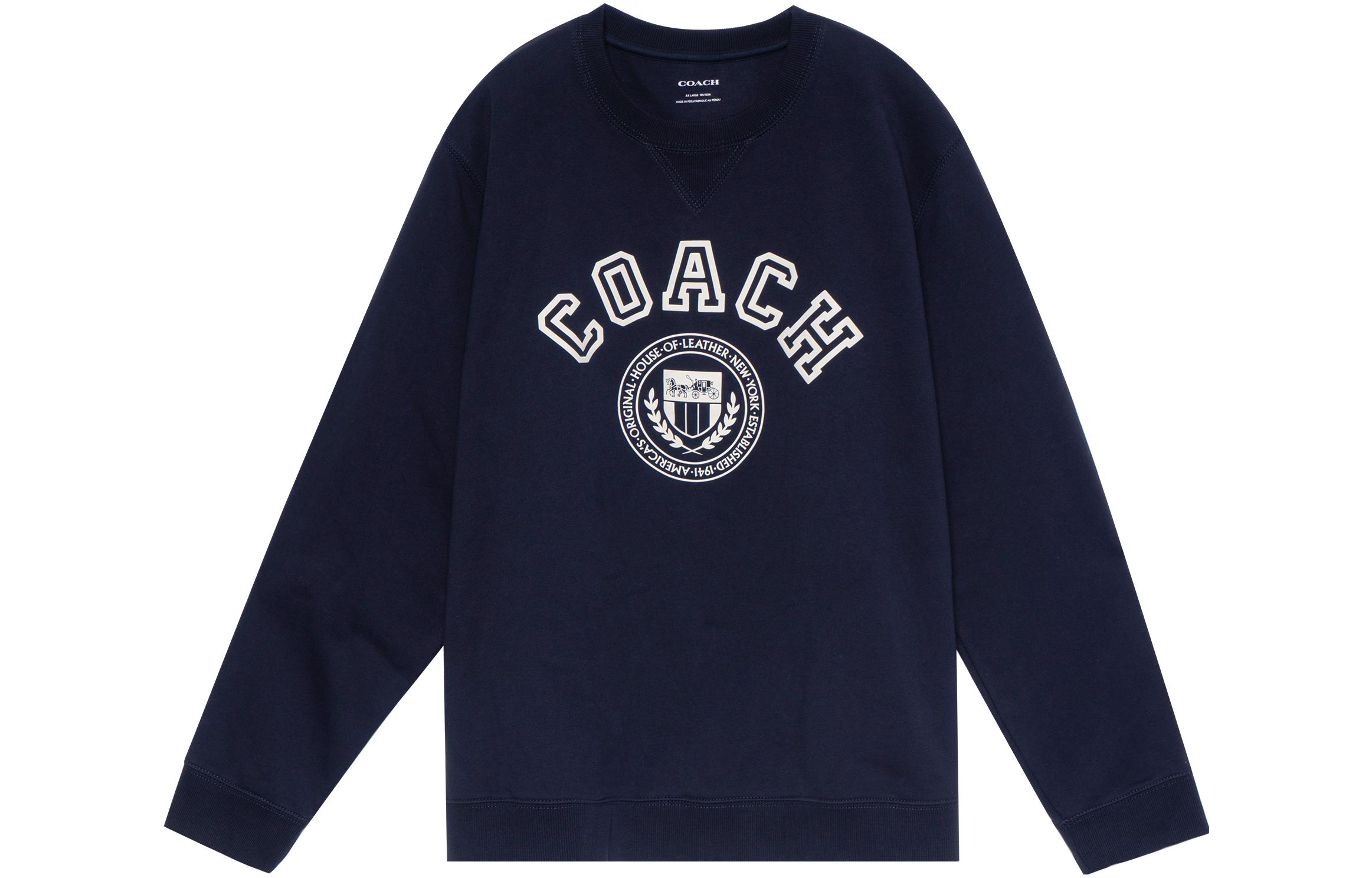 Coach FW22 Navy Blue Logo Print Pullover Sweatshirt CB671-DWP