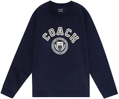 Coach FW22 Navy Blue Logo Print Pullover Sweatshirt CB671-DWP Coach FW22 Navy Blue Logo Print Pullover Sweatshirt CB671-DWP