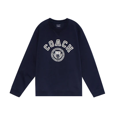 Coach FW22 Navy Blue Logo Print Pullover Sweatshirt CB671-DWP