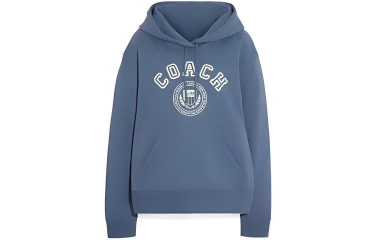 COACH FW22 Solid Pattern Logo Pullover Sweatshirt Blue (Men) CB579-IND