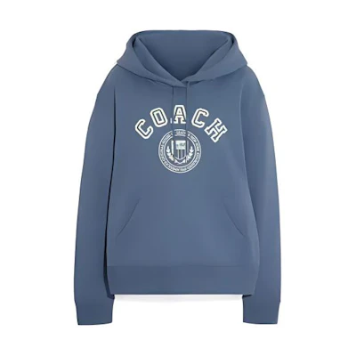 COACH FW22 Solid Pattern Logo Pullover Sweatshirt Blue (Men) CB579-IND