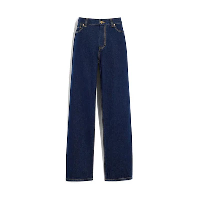 COACH FW22 Solid Tapered Straight-Leg Jeans Blue CB816-Z67
