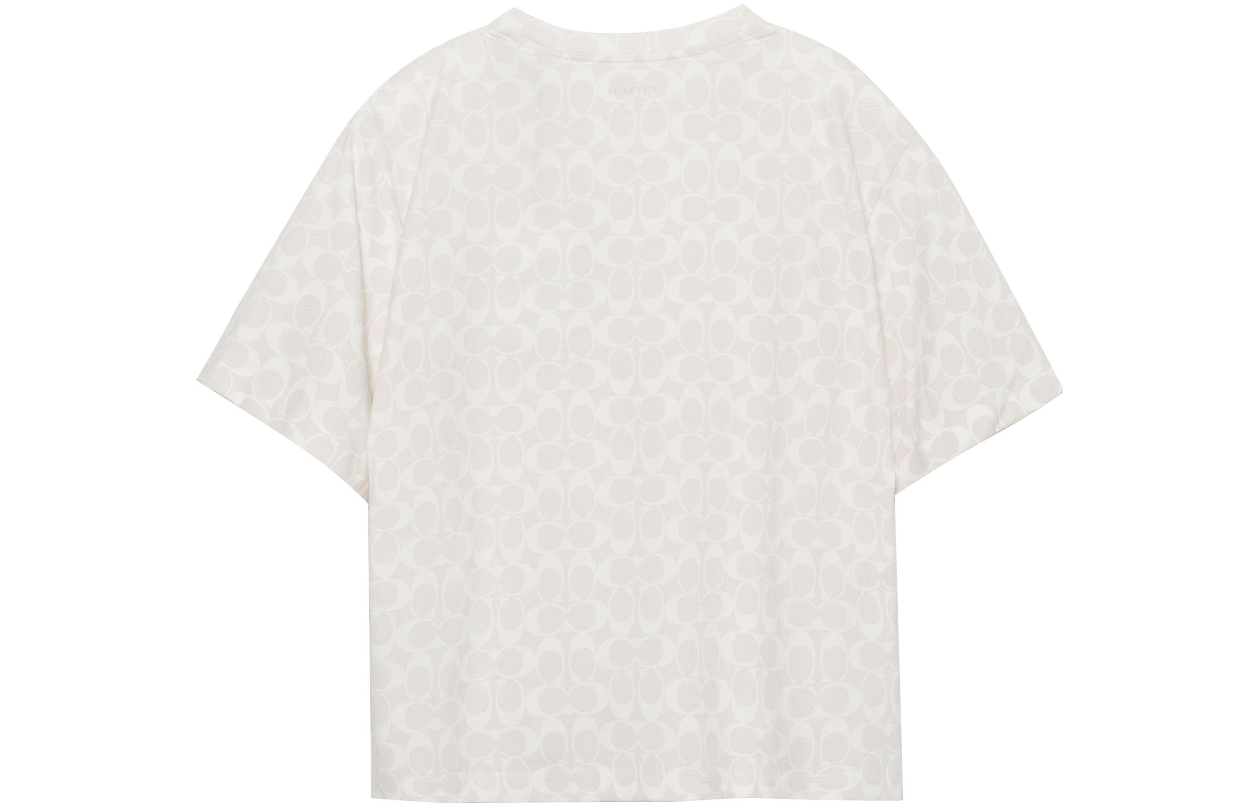 Lookbook 코치 FW22 유니섹스 화이트 로고 프린트 크루넥 티셔츠 CB575-CAH