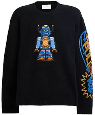 COACH FW23 Sweater Hitam Oversized Lengan Panjang Bordir Crewneck CN620-BLC Order COACH FW23 Sweater Hitam Oversized Lengan Panjang Bordir Crewneck CN620-BLC