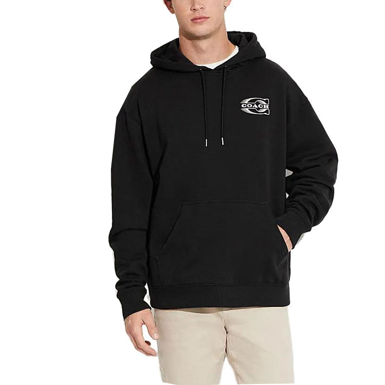 Lookbook COACH FW23 Hoodie Hitam dengan Cetak Logo. CE334-R38