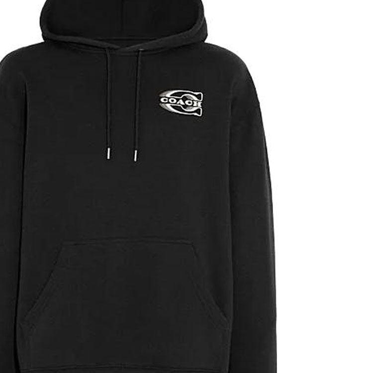 Details for COACH FW23 Hoodie Hitam dengan Cetak Logo. CE334-R38