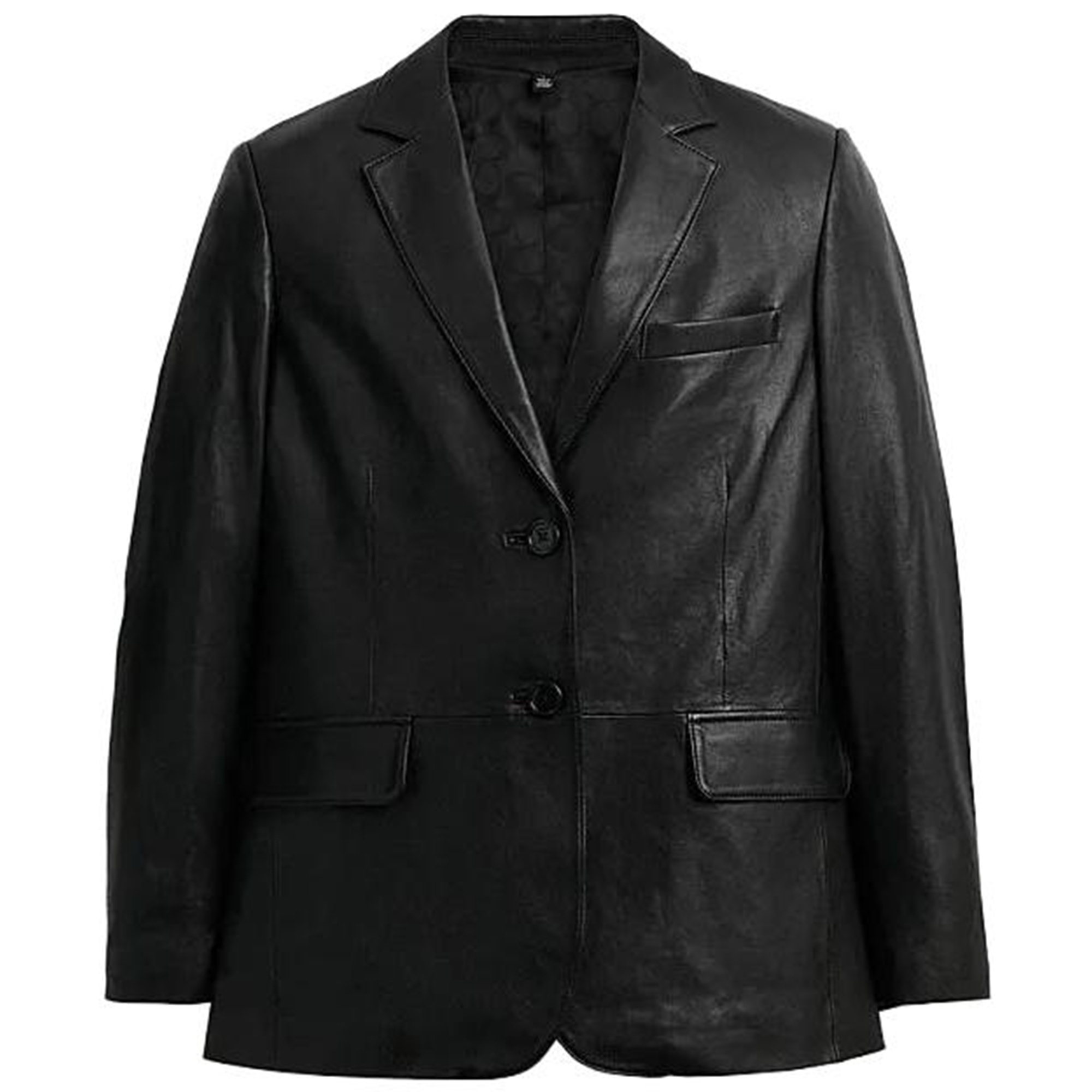 COACH FW23  Black Leather Jacket with Single-Breasted Design. CQ220-BLK