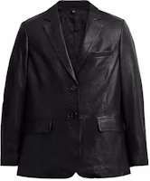 Order COACH FW23 Black Leather Jacket with Single-Breasted Design. CQ220-BLK
