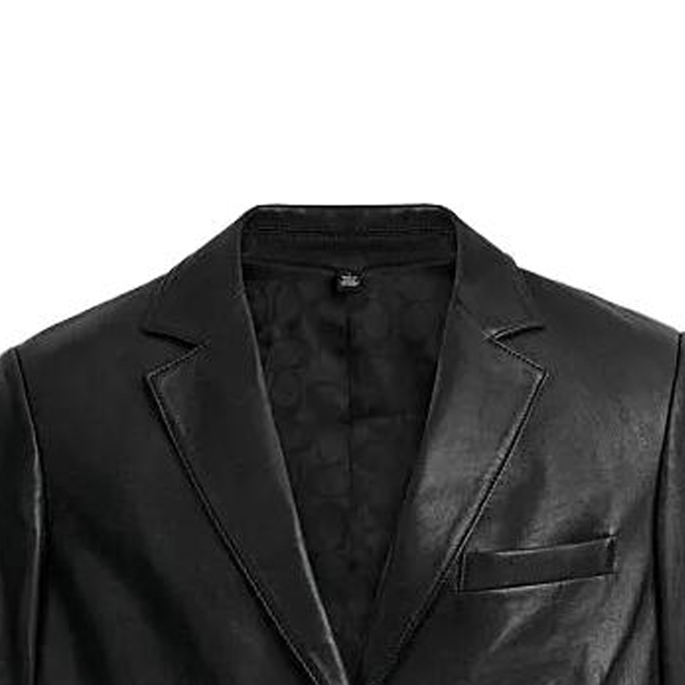 Purchase 코치 FW23 블랙 싱글 브레스트 가죽 자켓. CQ220-BLK