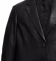 Details for COACH FW23 Black Leather Jacket with Single-Breasted Design. CQ220-BLK