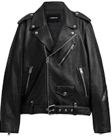 COACH FW23 Black Leather Jacket with Zipper and Turn-down Collar. CL359-BLK COACH FW23 Black Leather Jacket with Zipper and Turn-down Collar. CL359-BLK