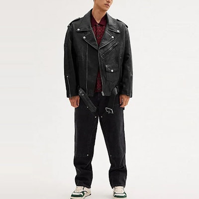 COACH FW23 黑色拉鍊翻領皮夾克 CL359-BLK Lookbook COACH FW23 黑色拉鍊翻領皮夾克 CL359-BLK