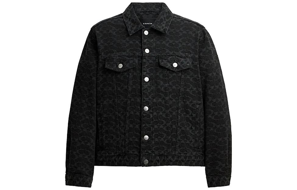COACH FW23  Black Monogram Single-Breasted Casual Jacket. CL362-OY2