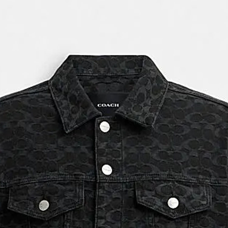Details for COACH FW23 黑色滿版印花單排扣休閒外套. CL362-OY2