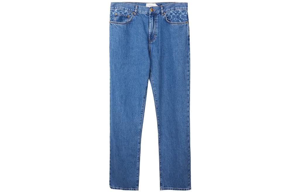 COACH FW23  Blue Button-Up Patterned Casual Jeans. CK516-NJ7