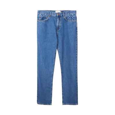 COACH FW23 Blue Button-Up Patterned Casual Jeans. CK516-NJ7
