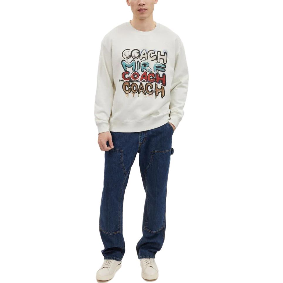 Lookbook 蔻驰 FW23 字母印花圆领套头卫衣 浅灰色. CK694-RE1