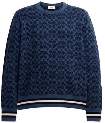 COACH FW23 徽標印花圓領毛衣 - 深藍色 CL703-MZ3 Buy COACH FW23 徽標印花圓領毛衣 - 深藍色 CL703-MZ3