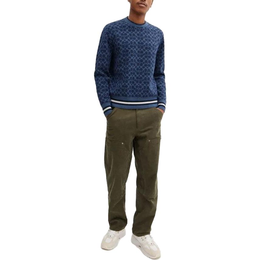 Lookbook COACH FW23 徽標印花圓領毛衣 - 深藍色 CL703-MZ3