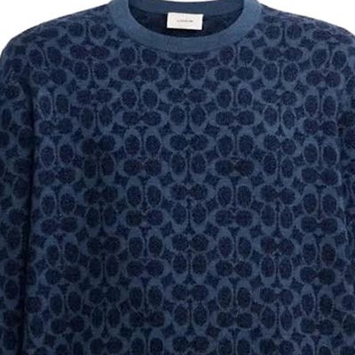 COACH FW23 徽標印花圓領毛衣 - 深藍色 CL703-MZ3 Purchase COACH FW23 徽標印花圓領毛衣 - 深藍色 CL703-MZ3