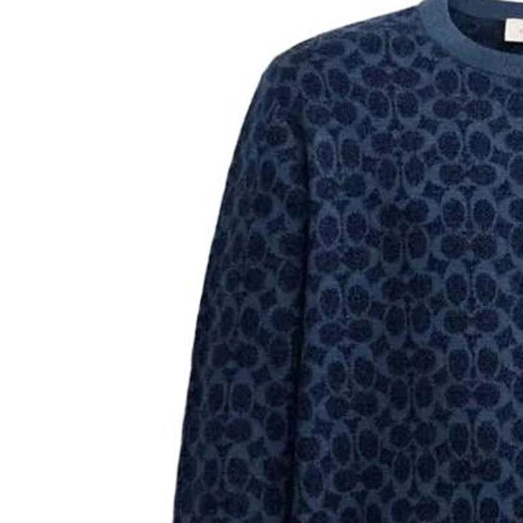 Details for COACH FW23 徽標印花圓領毛衣 - 深藍色 CL703-MZ3