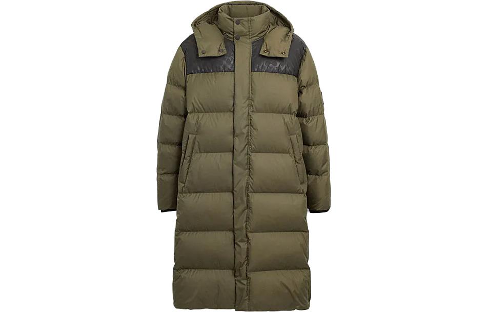 COACH FW23  Patchwork Logo Print Hooded Down Jacket. CK519-OLV