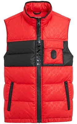 コーチ FW23 レッド カラーブロック ノースリーブ パファージャケット CL599-RED Buy コーチ FW23 レッド カラーブロック ノースリーブ パファージャケット CL599-RED