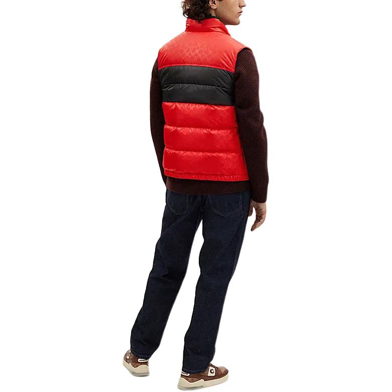 Shop コーチ FW23 レッド カラーブロック ノースリーブ パファージャケット CL599-RED