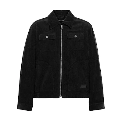 COACH FW23 Black Solid Color Zip-Up Collared Jacket CG688-BLK