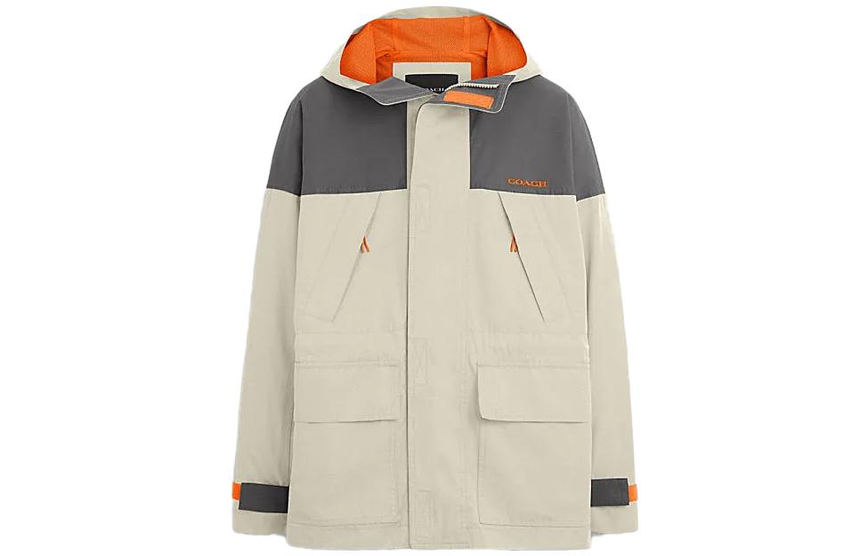 COACH FW23 Colorblock Logo Print Casual Biker Jacket for Men. CK522-W2I