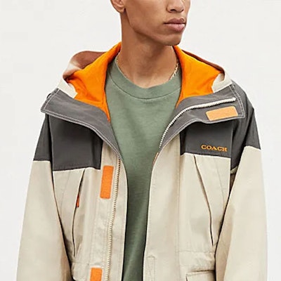 蔻驰 FW23 男士拼色标志印花休闲机车夹克. CK522-W2I Purchase 蔻驰 FW23 男士拼色标志印花休闲机车夹克. CK522-W2I