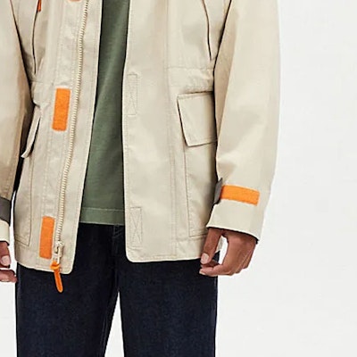 蔻驰 FW23 男士拼色标志印花休闲机车夹克. CK522-W2I Details for 蔻驰 FW23 男士拼色标志印花休闲机车夹克. CK522-W2I