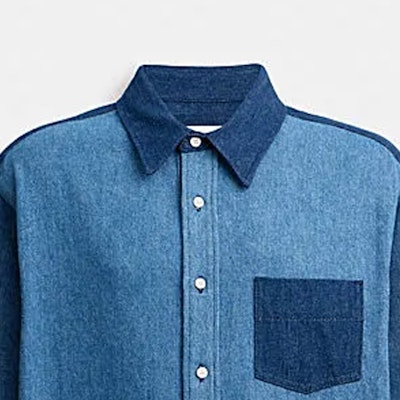 COACH FW23 Colorblock Logo Print Casual Long Sleeve Shirt Navy Blue CL364-BFH Shop COACH FW23 Colorblock Logo Print Casual Long Sleeve Shirt Navy Blue CL364-BFH