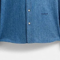 코치 FW23 컬러블록 로고 프린트 캐주얼 긴팔 셔츠 네이비 블루 CL364-BFH Sizing 코치 FW23 컬러블록 로고 프린트 캐주얼 긴팔 셔츠 네이비 블루 CL364-BFH