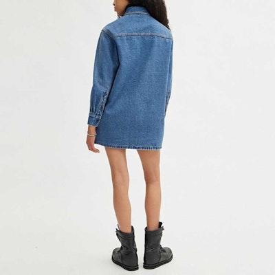 코치 FW23 인디고 데님 버튼업 긴팔 카라 원피스. CJ273-O1H Shop 코치 FW23 인디고 데님 버튼업 긴팔 카라 원피스. CJ273-O1H